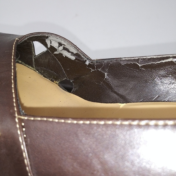 Lola Brown Peep Toe Wedges Sz 9M - Picture 10 of 10